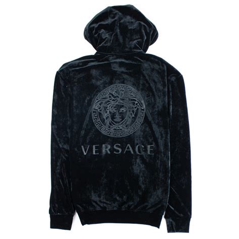 versace black velour hoodie|Versace hoodie women.